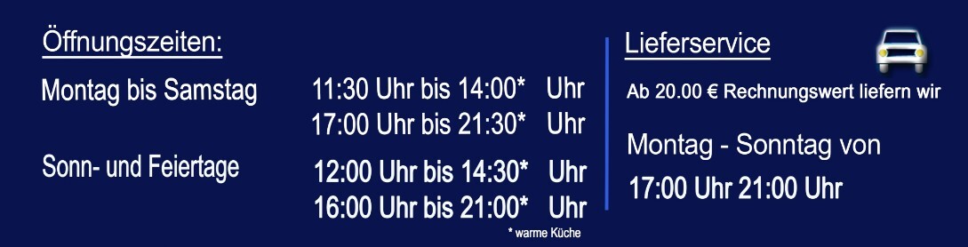 Öffnungszeiten und Lieferservice